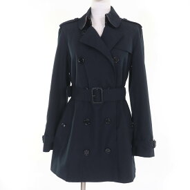 美品☆BURBERRY バーバリー 裏地ノバチェック ロゴボタン トレンチコート ネイビー 38 ガーメント付き イタリア製 レディース【中古】