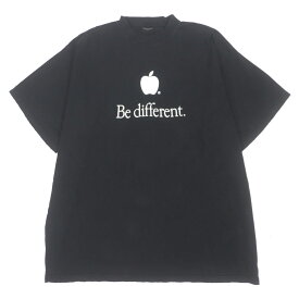 美品▼BALENCIAGA バレンシアガ 22AW 712398 Be different コットン 100% UNISEX オーバーサイズ ダメージ加工 クルーネック ショートスリーブ 半袖Tシャツ ブラック 5 ポルトガル製 正規品 メンズ【中古】