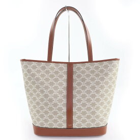 未使用品☆CELINE セリーヌ 115072 トリオンフ カバ トートバッグ ミディアム レザー トリオンフキャンバス グレージュ 保存袋付き イタリア製 レディース【中古】
