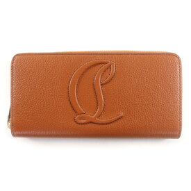 未使用品★Christian Louboutin クリスチャンルブタン 3235083 ロゴデザイン レザー ラウンドジップウォレット 長財布 ブラウン ゴールド金具 保存袋付き イタリア製 レディース【中古】