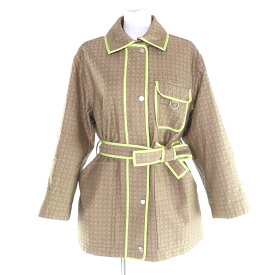 未使用品★HERMES エルメス 22AW 2H0117DP カシミヤ混 ライナー・ベルト付 Hモザイク サファリジャケット コート カーキ系 34 フランス製 レディース【中古】