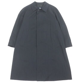 極美品□BURBERRY LONDON バーバリーロンドン シルク カシミヤ混 フライフロント ステンカラーコート ネイビー 90-165-4 日本製 正規品 メンズ【中古】
