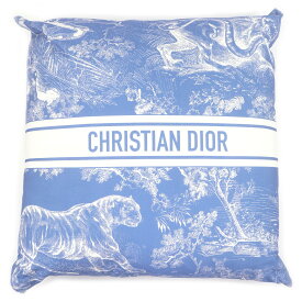 極美品□Christian Dior クリスチャンディオール HYP02RCO0U ディオリビエラ リネン混 クッション ブルー フランス製 レディース【中古】
