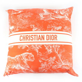 極美品☆Christian Dior クリスチャンディオール HYP02RCO0U ディオリビエラ リネン混 クッション オレンジ フランス製 正規品 レディース【中古】