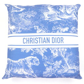 極美品▼Christian Dior クリスチャンディオール HYP02RCO0U ディオリビエラ リネン混 クッション ブルー フランス製 正規品 レディース【中古】