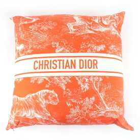 極美品★Christian Dior クリスチャンディオール HYP02RCO0U ディオリビエラ リネン混 クッション オレンジ フランス製 正規品 レディース【中古】