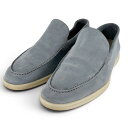 美品▲Loro Piana ロロピアーナ 52625L SUMMER WALK サマー ウォーク スウェードレザー モカシン グレー 40.5 イタリ…