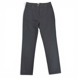極美品☆HERMES エルメス 22AW 2H0450DT コットン100％ セリエボタン ロゴレザーパッチ ボタンフライ デニムパンツ グレー 42 イタリア製 正規品 レディース 【中古】
