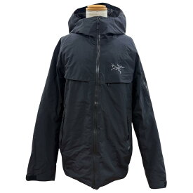 美品▼ARC TERYX アークテリクス X000007430 MACAI LIGHT WEIGHT JACKET ロゴ刺繍 フーデッド ジップアップ ダウンジャケット ブラック XL 正規品 メンズ 【中古】