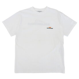 極美品▲BALENCIAGA バレンシアガ 2021年製 612965 ロゴ刺繡 クルーネック ショートスリーブ 半袖Tシャツ ホワイト M ポルトガル製 正規品 メンズ【中古】