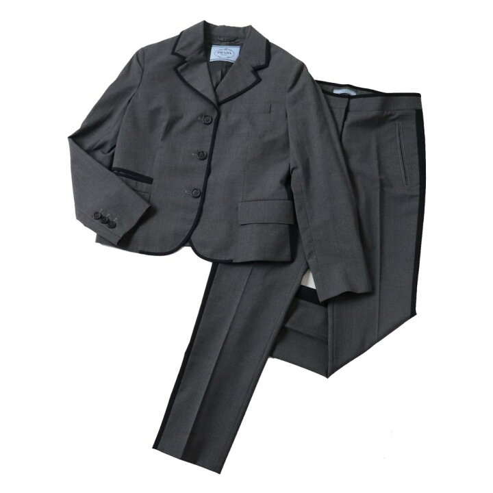 楽天市場 中古 極美品 正規品 16年 伊製 Prada プラダ レディース ジャケット パンツ セットアップ パンツスーツ グレー ネイビー 42 38 衣類 ブランドリサイクル Green