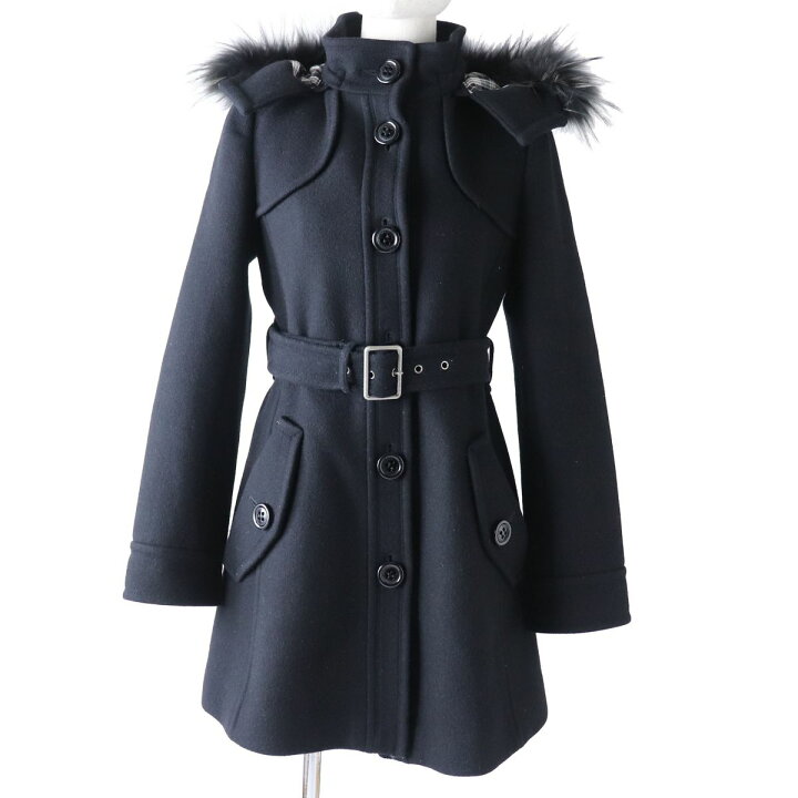 BURBERRY BLUE LABEL」 チェック柄コート 38 ブラック レディース 楽天 