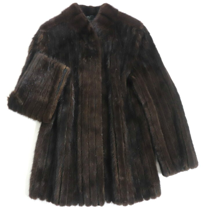 楽天市場】美品▽MINK デザインミンク 本毛皮コート ダークブラウン 毛 
