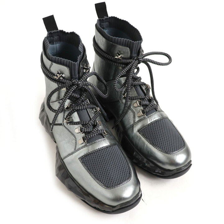 未使用品□JIMMY CHOO/ジミーチュウ DIAMOND SPACE BOOT バケッタレザー×ニット スタースタッズ 6ホール スペースブーツ/ハイカットスニーカー シルバー 42 イタリア製【中古】 | 衣類&ブランドリサイクル GREEN