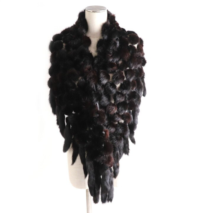 楽天市場】極美品◇MINK ミンク 軽量 本毛皮ショール ダークブラウン 