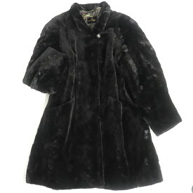 極美品▼BIEN FORET MINK シェアードミンク 裏地ペイズリー柄 本毛皮セミロングコート ダークブラウン(ブラックに近い) F 艶やか・柔らか◎【中古】