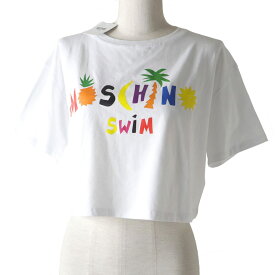 未使用品◇MOSCHINO モスキーノ 22SS A1905 フロントプリント／ロゴプリント 半袖 クロップド Tシャツ トップス ホワイト 白 レディース S タグ付き オシャレ♪【中古】