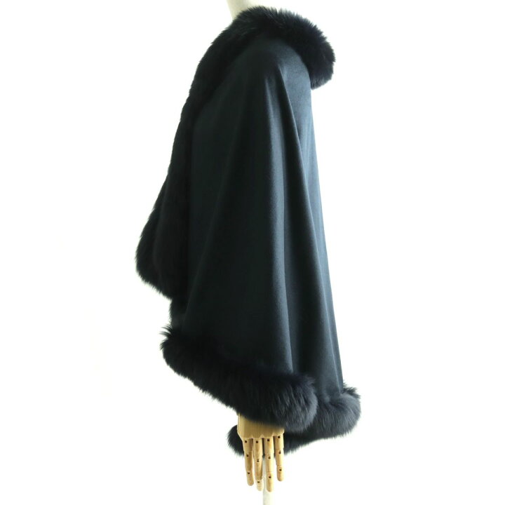 楽天市場】極美品△カシミヤ×フォックス 本毛皮ポンチョ/ケープ ダーク  