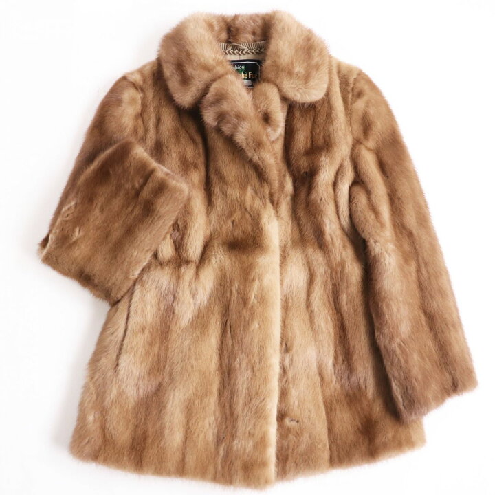 楽天市場】美品○MINK ミンク 裏地花柄刺繍 本毛皮ショートコート 