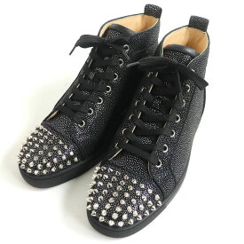 未使用品□クリスチャンルブタン 3191118 LOU SPIKES ORLATO FLAT SUEDE スパイクスタッズ レザー ハイカットスニーカー 黒 41 イタリア製【中古】