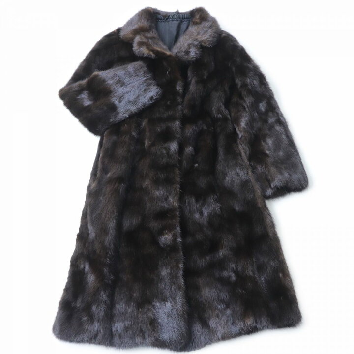 楽天市場】美品☆MINK ミンク 裏地花柄刺繍入り 本毛皮ロングコート  