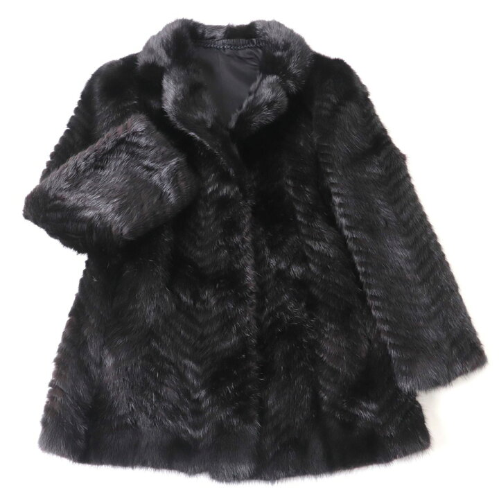 楽天市場】極美品☆MINK ミンク デザイン ヘリンボーン 本毛皮コート  