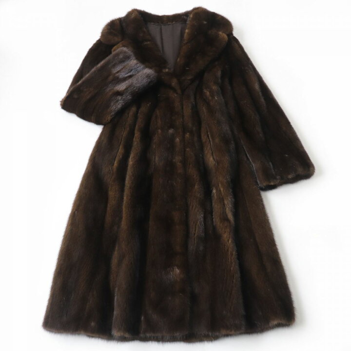 楽天市場】極美品☆MINK ミンク 本毛皮超ロングコート ダークブラウン 
