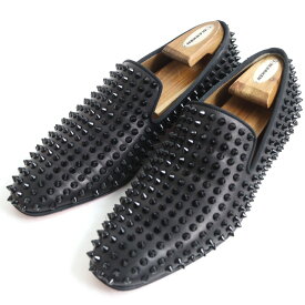 美品◆Christian Louboutin クリスチャンルブタン Rollerboy ローラーボーイ スタッズ レザーローファー ブラック 40 箱・保存袋付き【中古】