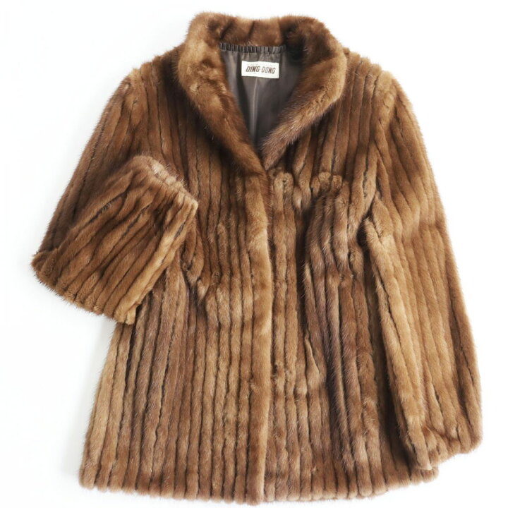 楽天市場】毛並み美品○MINK ミンク ストライプ 本毛皮ショートコート 