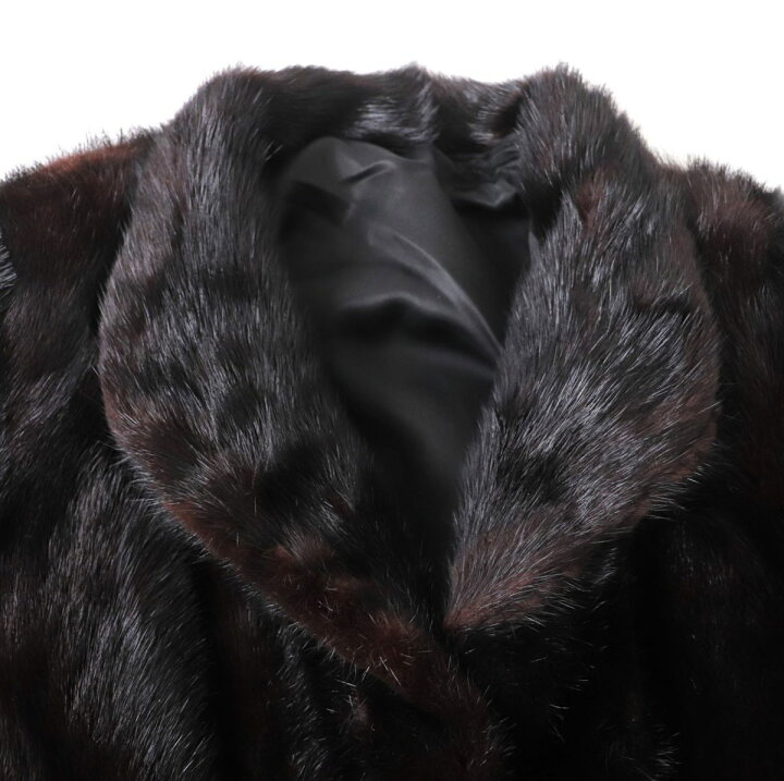 楽天市場】毛並み美品☆MINK ミンク 逆毛 本毛皮コート ダークブラウン 