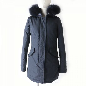 良品☆正規品 ウールリッチ 1602165 LUXURY ARCTIC PARKA ZIP UP ロゴボタン付 フード・フォックスファー付 ダウンコート ネイビー XS 日本サイズS相当【中古】