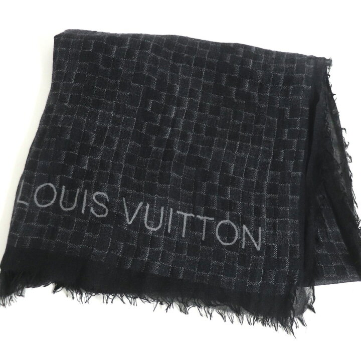 Louis Vuitton ブラック スカーフフリンジ付き 【公式通販】