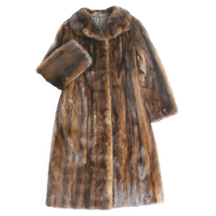 楽天市場】美品△MINK ミンク 裏地総柄入り 本毛皮ロングコート 