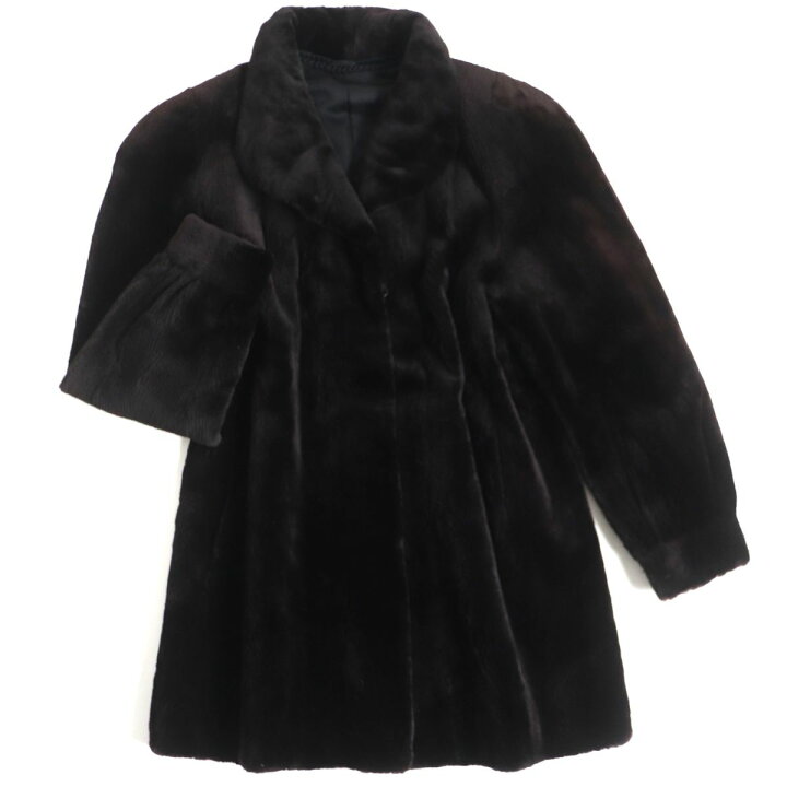楽天市場】良品▽MINK シェアードミンク 本毛皮コート ダークブラウン 