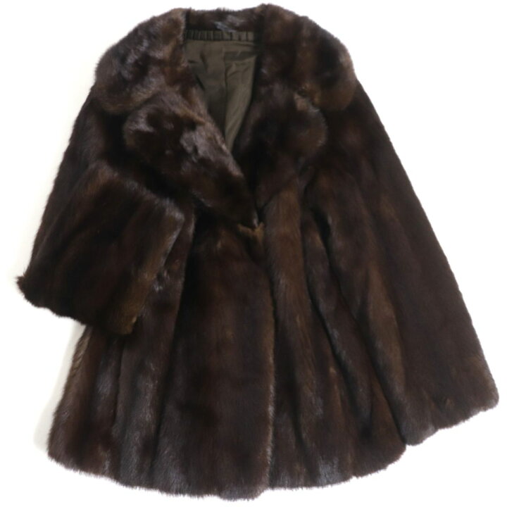 楽天市場】極美品▽MINK ミンク 裏地花柄刺繍入り 本毛皮コート ダーク  