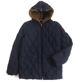 良品□MONCLER/モンクレール PATRICE フード裏ムートン WZIP フーデッド キルティング ダウンジャケット/コート ネイビー 0 正規品 メンズ【中古】