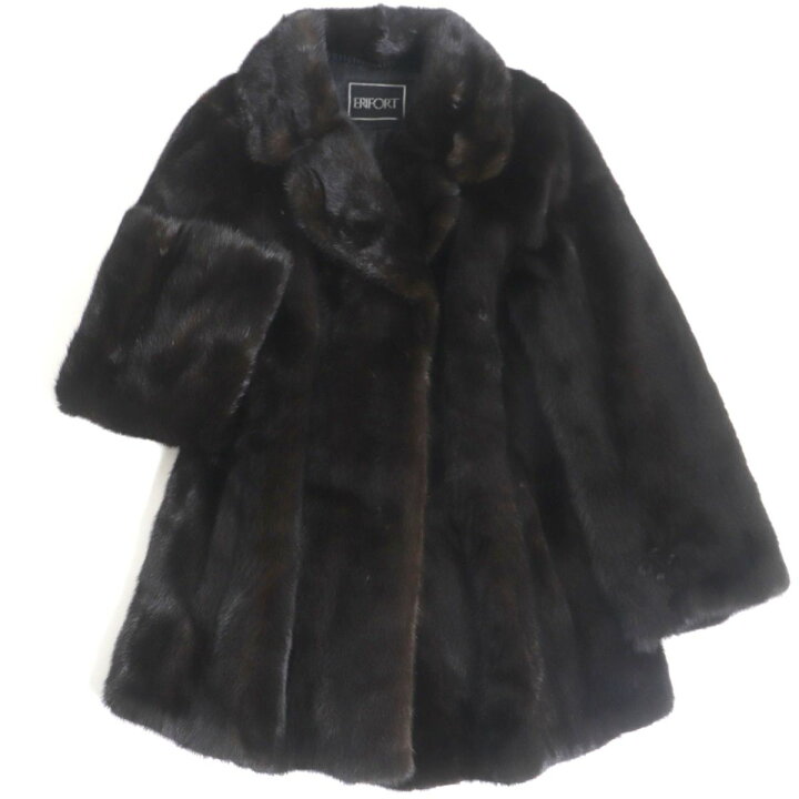 楽天市場】美品▽ERIFORT MINK ミンク 裏地ロゴ柄 本毛皮コート ダーク 