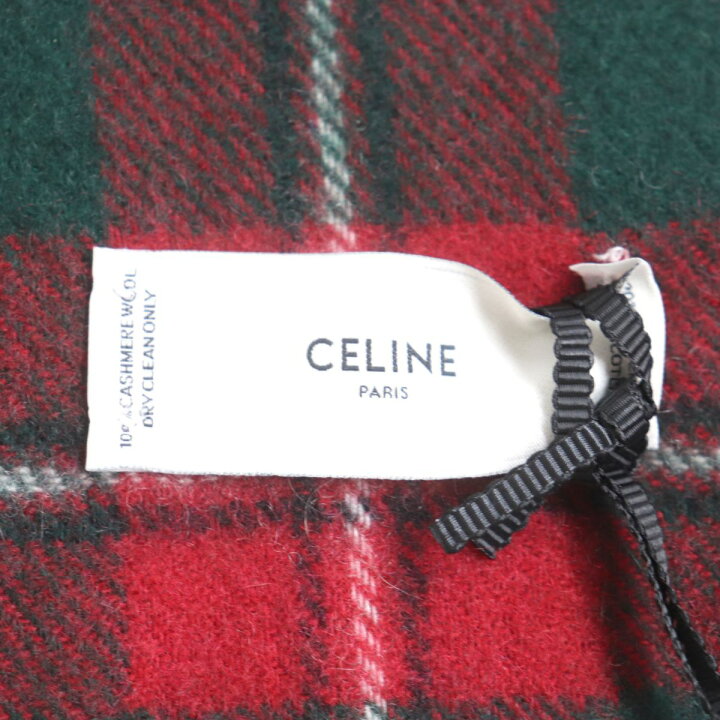 楽天市場】未使用品▽CELINE セリーヌ チェック柄 フリンジ付き  