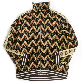 極美品□20SS GUCCI/グッチ 598730 CHEVRON DAISY JACKET インターロッキングG シルク混 ベロア トラックジャケット/ブルゾン 茶系 L 正規【中古】