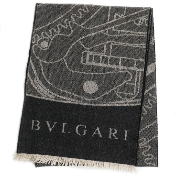 楽天市場】美品○BVLGARI ブルガリ カシミヤ×シルク ロゴ入り フリンジ  