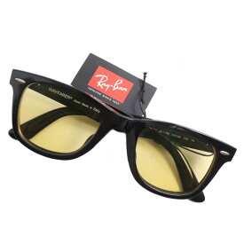 未使用品●Ray-Ban レイバン WAYFARER/ウェイファーラー 0RB2140F イエローレンズ サングラス/アイウェア ブラック 52□22 150 度入り【中古】