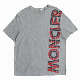 極美品△正規品 MONCLER モンクレール MAGLIA T-SHIRT ロゴ入り クルーネック 半袖 Tシャツ コットン100％ メンズ グレー L オススメ◎【中古】