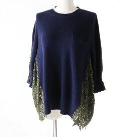 美品◎正規品 2021年 sacai サカイ 5469 レディース Embroidery Lace Knit Pullover スターカットワークレース レイヤード 半袖ニット 1【中古】