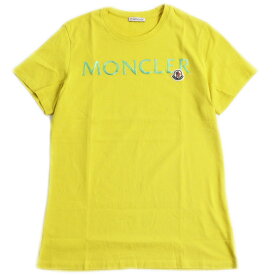 美品●20SS MONCLER モンクレール ロゴプリント/ワッペン付き クルーネック 半袖Tシャツ イエロー M 正規品 メンズ 春夏おすすめ◎【中古】