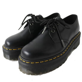 極美品△Dr.Martens ドクターマーチン 25567001 QUAD 3EYE SHOE 厚底 3ホール レースアップ レザー シューズ レディース ブラック UK5 箱付【中古】