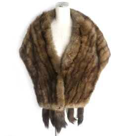 極美品▼Guy Laroche ギラロッシュ SABLE ロシアンセーブル 房付き 本毛皮ショール/ストール ブラウン 毛質艶やか・柔らか◎【中古】