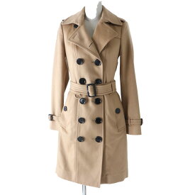 極美品◎正規品 BURBERRY LONDON ENGLAND バーバリー ロンドン イングランド3994455 サンドリンガム カシミヤ トレンチコート ベージュ 36【中古】