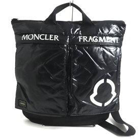 美品▼MONCLER×FRAGMENT×PORTER モンクレール×フラグメント×ポーター ロゴ入り 2WAY ヘルメットバッグ/ショルダーバッグ 黒/ブラック 日本製 正規品 メンズ 保存袋付き【中古】