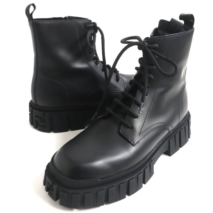 楽天市場】極美品▽FENDI フェンディ FORCE サイドZIP レースアップ レザーシューズ/アンクルブーツ ブラック 9 メンズ  イタリア製【中古】 : 衣類＆ブランドリサイクル GREEN