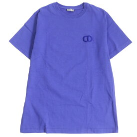 美品□DIOR/ディオール オム 943J605A0554 CDロゴエンブロイダリー コットン100％ 半袖Tシャツ/カットソー ブルー系 L イタリア製 正規品【中古】